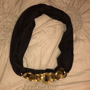 Black scarf with gold detail